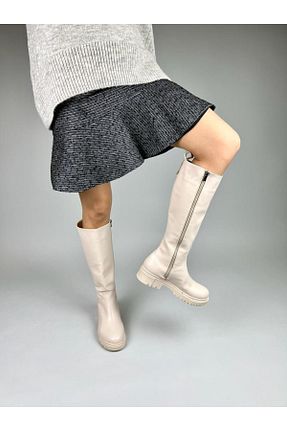 چکمه بژ زنانه چرم مصنوعی MRVN MERVINA - کد 862759304