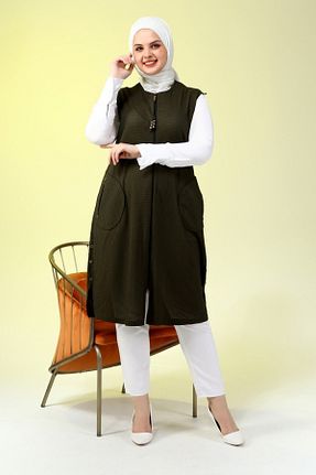 جلیقه حجاب خاکی زنانه سایز بزرگ Ferace - کد 735412446
