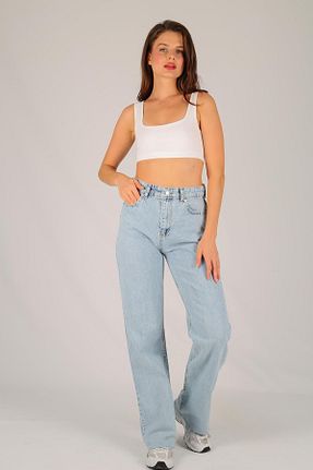 شلوار جین متالیک زنانه پاچه پهن FACETTE - کد 862780676