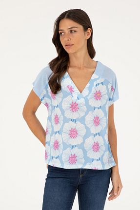 بلوز آبی زنانه ساده U.S. Polo Assn. - کد 844506165