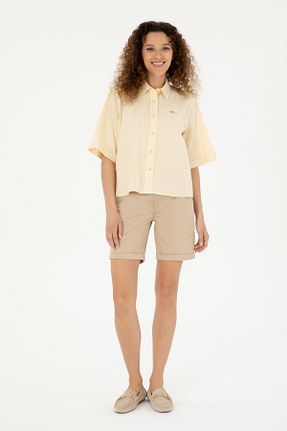 شلوارک و برمودا بژ زنانه Relaxed U.S. Polo Assn. - کد 834898346