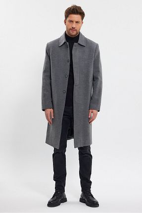 پالتو پشمی طوسی مردانه رگولار TREND KOMBİN - کد 798771645