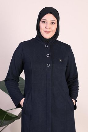 مانتو بلند سرمه ای زنانه مخلوط پلی استر Ferace - کد 788645198
