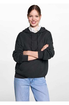 سوئیشرت مشکی زنانه نقش دار / کار شده MANGO Teen - کد 862819751