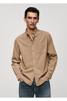 پیراهن بژ مردانه رگولار MANGO Man - کد 862819655