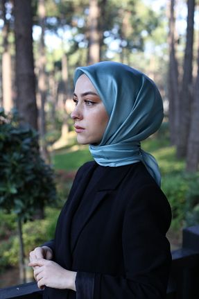 روسری فیروزه ای پلی استر Akel - کد 860686610