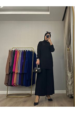 ست بالاتنه و پائین تنه مشکی زنانه پنبه پلی استر GOFRE - کد 862908339