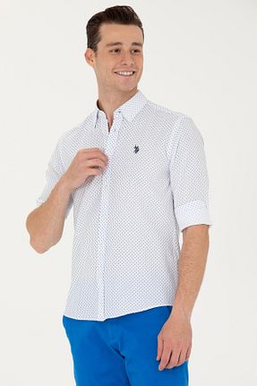 پیراهن آبی مردانه یقه پیراهنی U.S. Polo Assn. - کد 834785546