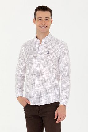 پیراهن سفید مردانه یقه پیراهنی U.S. Polo Assn. - کد 834786371