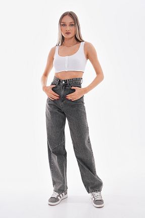 شلوار جین طوسی زنانه پاچه گشاد Modayıldızlar - کد 862983932