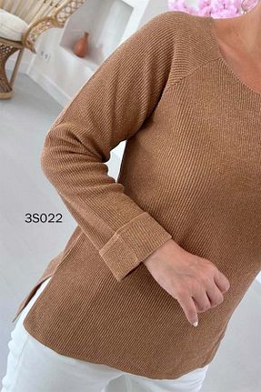 پلیور قهوه ای زنانه ساده İnce Topuk - کد 848643947