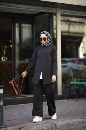 ست بالاتنه و پائین تنه حجاب مشکی زنانه Relaxed NS Moda - کد 863029825