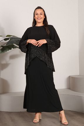 لباس مجلسی سایز بزرگ مشکی زنانه یقه دوچرخه Ferace - کد 755975107
