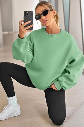 سوئیشرت سبز زنانه ساده COMBİNE MİCHAİL - کد 862534270