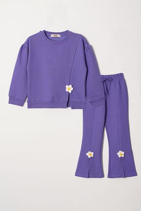 ست بالاتنه و پائین تنه بنفش بچه گانه بافتنی zepkids - کد 745166562
