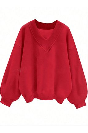 سوئیشرت قرمز زنانه ساده FUWEAR - کد 863086712