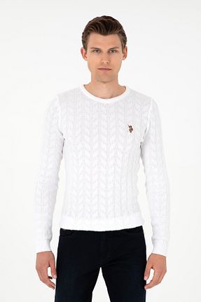 پلیور سفید مردانه ساده U.S. Polo Assn. - کد 863089785