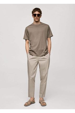 تیشرت قهوه ای مردانه اسلیم فیت MANGO Man - کد 834500095