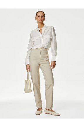 شلوار بژ زنانه پنبه ای Marks & Spencer - کد 835566706