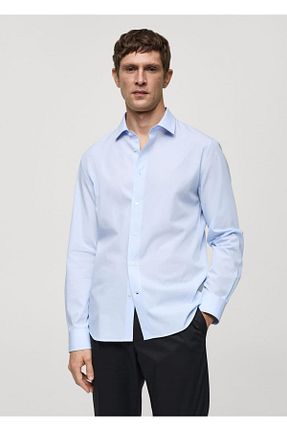 پیراهن آبی مردانه رگولار MANGO Man - کد 834905499