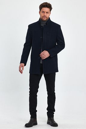 پالتو پشمی سرمه ای مردانه اسلیم فیت TREND KOMBİN - کد 805387379