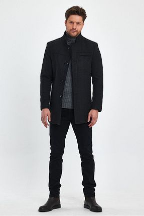 پالتو پشمی طوسی مردانه اسلیم فیت TREND KOMBİN - کد 805387758