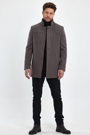 پالتو پشمی قهوه ای مردانه اسلیم فیت TREND KOMBİN - کد 805392728