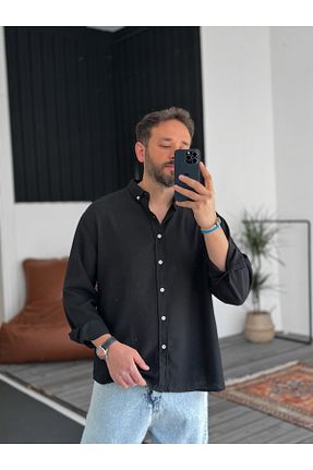 پیراهن مشکی مردانه اورسایز BYBASICMAN - کد 863143191