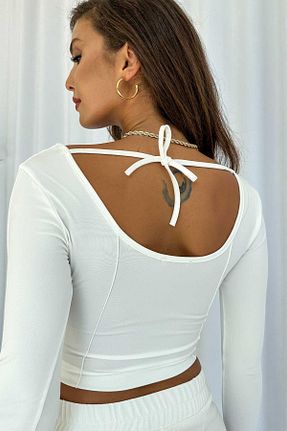 بلوز سفید زنانه ساده Mine Tan Butik - کد 855269009