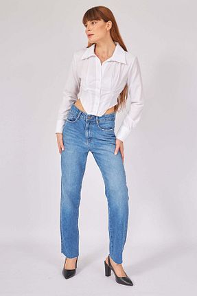شلوار جین آبی زنانه پاچه پهن Paket - کد 863139519