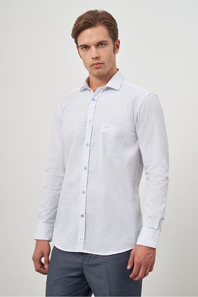 پیراهن سفید مردانه یقه ایتالیایی İmza - کد 863187554