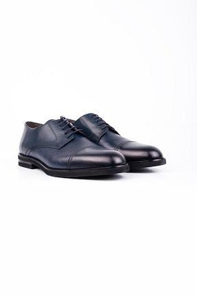 کفش کلاسیک سرمه ای مردانه چرم خالص İmza - کد 863186263