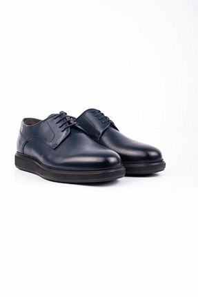 کفش کلاسیک سرمه ای مردانه چرم خالص İmza - کد 863184190