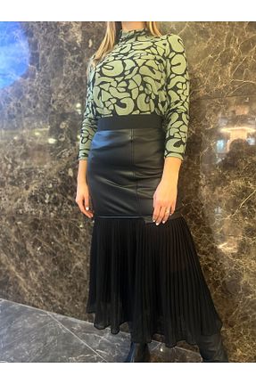دامن مشکی زنانه چرم مصنوعی ileenofficial - کد 806522252