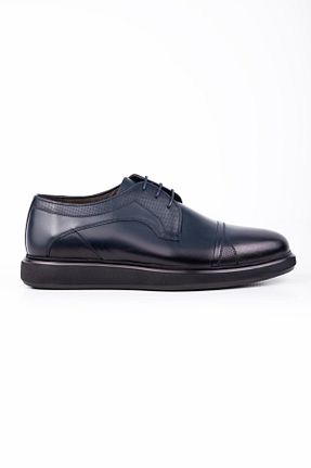 کفش کلاسیک سرمه ای مردانه چرم خالص İmza - کد 863177798
