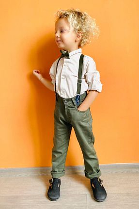کت و شلوار بژ بچه گانه یقه کتی LULU Kids - کد 763432770