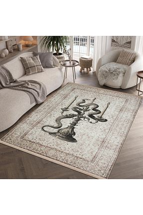 فرش بژ قابل شستشو Rugs Modern Halı - کد 863210485
