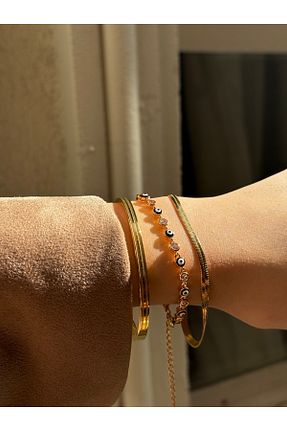 دستبند استیل (فولاد) طلائی زنانه استیل ضد زنگ Home - کد 859976463