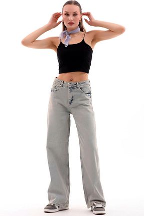 شلوار جین طوسی زنانه پاچه گشاد CoolLook - کد 863220269