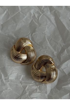 گوشواره جواهر طلائی برنجی Home - کد 863260206