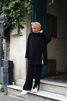 ست بالاتنه و پائین تنه مشکی زنانه بافت Pieef - کد 863252381