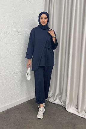 ست بالاتنه و پائین تنه حجاب سرمه ای زنانه رگولار STİLBOON - کد 863262819