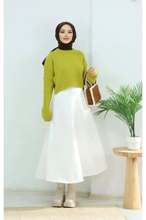 دامن سفید زنانه پنبه پلی استر MODA MAÇKA PARK - کد 863263778