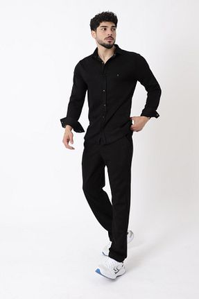 ست بالاتنه و پائین تنه مشکی مردانه بافتنی Stilkombin - کد 863262033