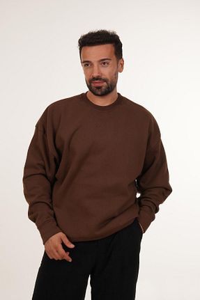 سوئیشرت قهوه ای مردانه ساده SCSARVİN - کد 863316631