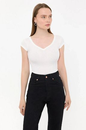 تیشرت سفید زنانه اسلیم فیت Hiccup - کد 863330380