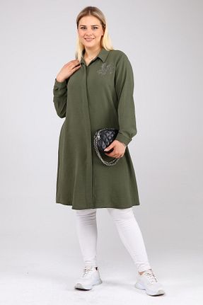 تونیک سایز بزرگ خاکی زنانه بافتنی Ferace - کد 309203588