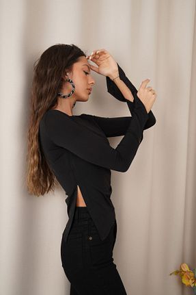 بلوز مشکی زنانه ساده SeninOlsun - کد 863330246