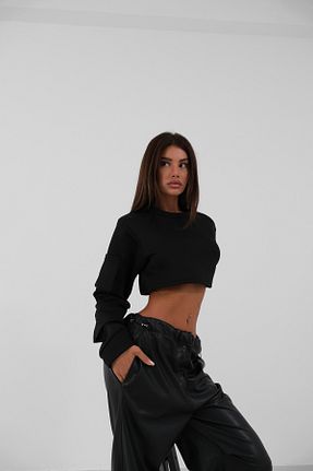 شلوار مشکی زنانه پنبه - پلی استر - الاستین Black Fashion - کد 863339694