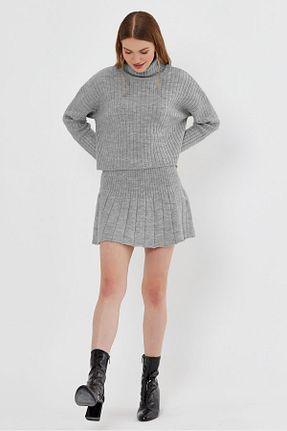 ست بالاتنه و پائین تنه طوسی زنانه تریکو SHERIN - کد 635013285